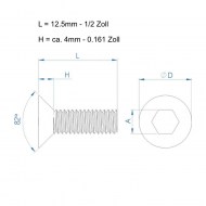 Senkkopfschraube 1/4 Zoll Chromstahl 12.5mm