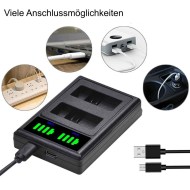 USB Akku Ladegerät 2-fach Canon LP-E5 Batterie