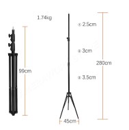 Studio-Stativ Blitz Leuchten Stativ 280cm Höhe, professionelle Version